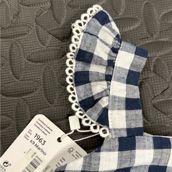 Mayoral Navy and White Gingham Kids Dress Set - Picture 4 of 6